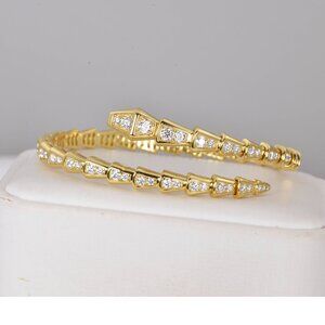 18k Certified Moissanite Diamond Snake Serpentine Bangle 7"